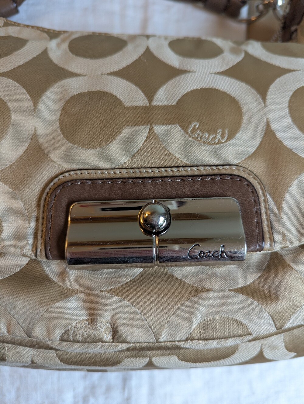 Vintage Y2K Coach Kristin Op Art Hobo Bag Shoulder Crossbody Signature Big C - Picture 4 of 16